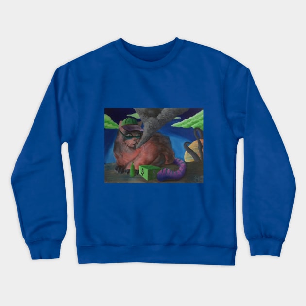 Bookie Cat Crewneck Sweatshirt by ManolitoAguirre1990